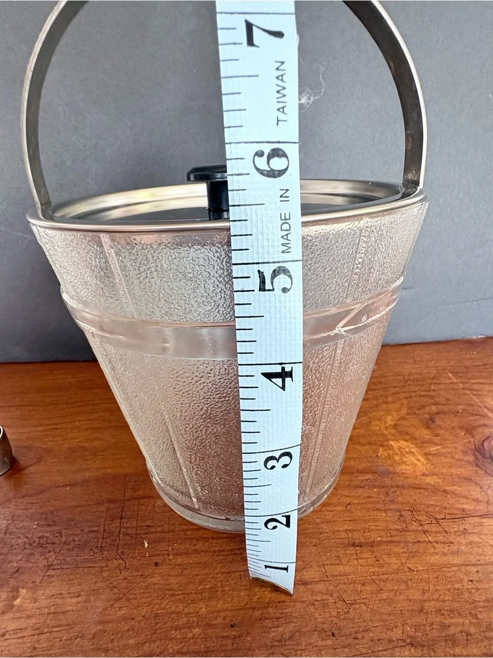 Glass Ice Bucket with Silver-toned Handle and silver-plated Tongs